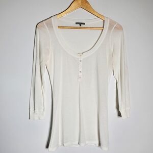 James Perse Standard white Lightweight long sleeve Henley shirt Size 3 US Med